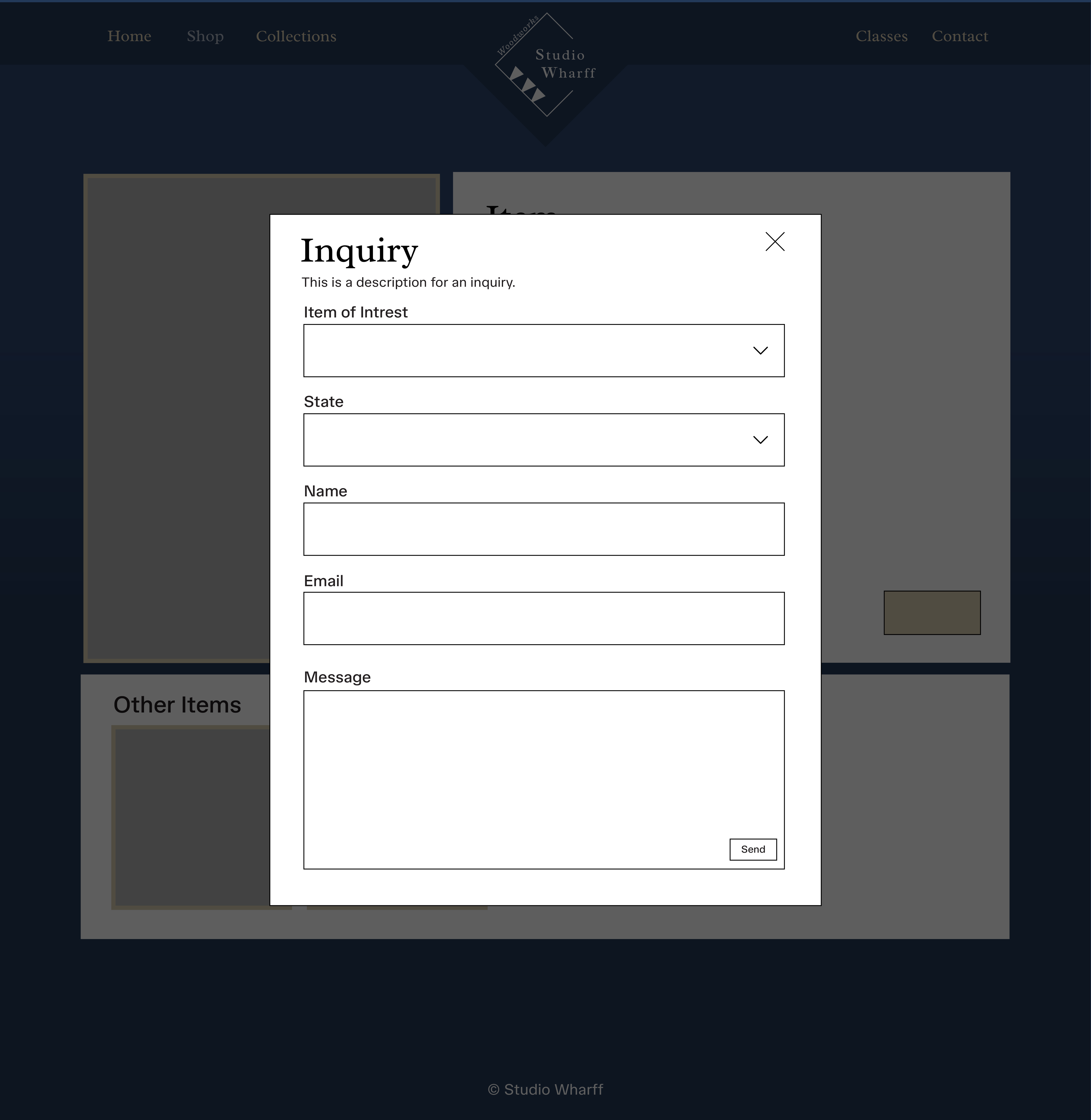 Studio Wharff Inquiry Modal